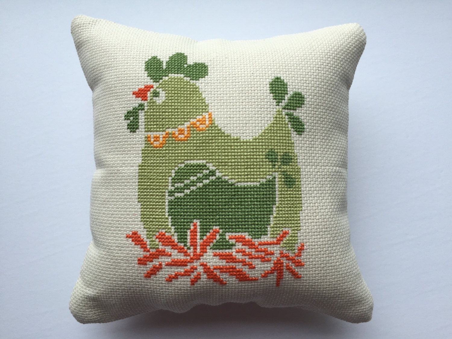 Chicken Pillow Cross Stitch Finished Cross Stitch by homecrafting