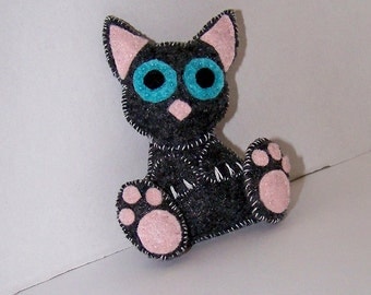 Felt cat, fabric cat, cloth cat, stuffed animal, OOAK, kawaii - Clearance