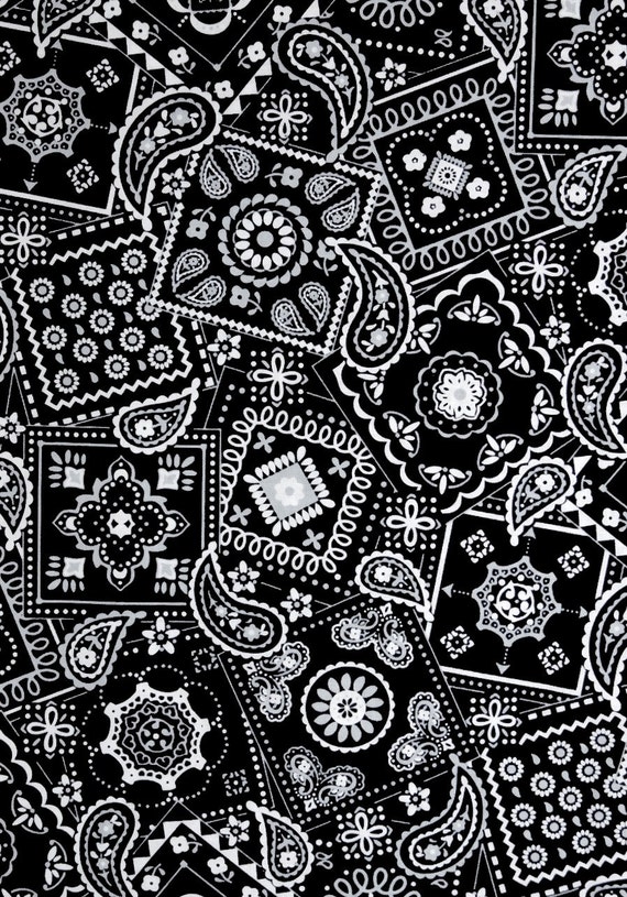 Black Bandana fabric 100 cotton fabric for general arts and