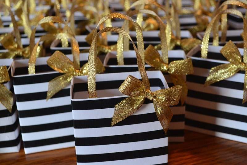 Black and white stripe party favor bag with by SandysCandyBags
