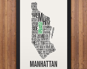 MANHATTAN New York City Typography Map Print