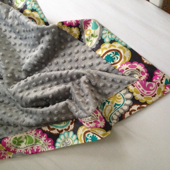 Items similar to Minky Napping Blanket Roco Paisley with Navy on Etsy