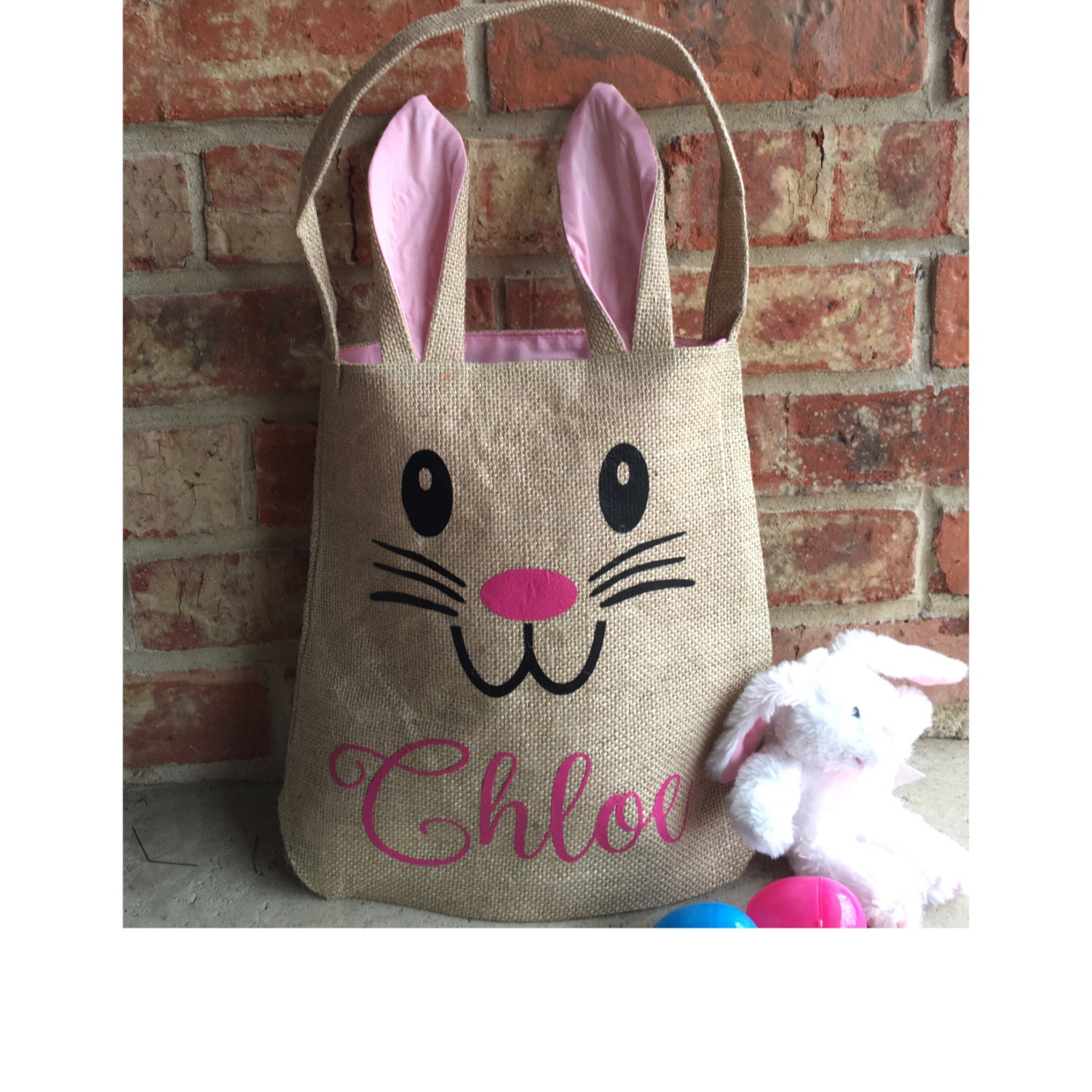 Burlap Bunny Bag Personalized Easter Tote Easter Basket