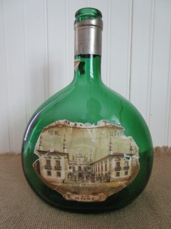 Portuguese Mateus Vin Rose Green Glass Wine Bottle Original
