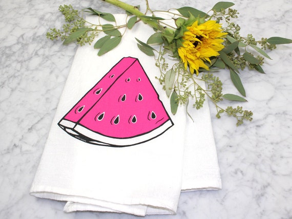 Flour Sack Dish Towel Summer Raspberry
