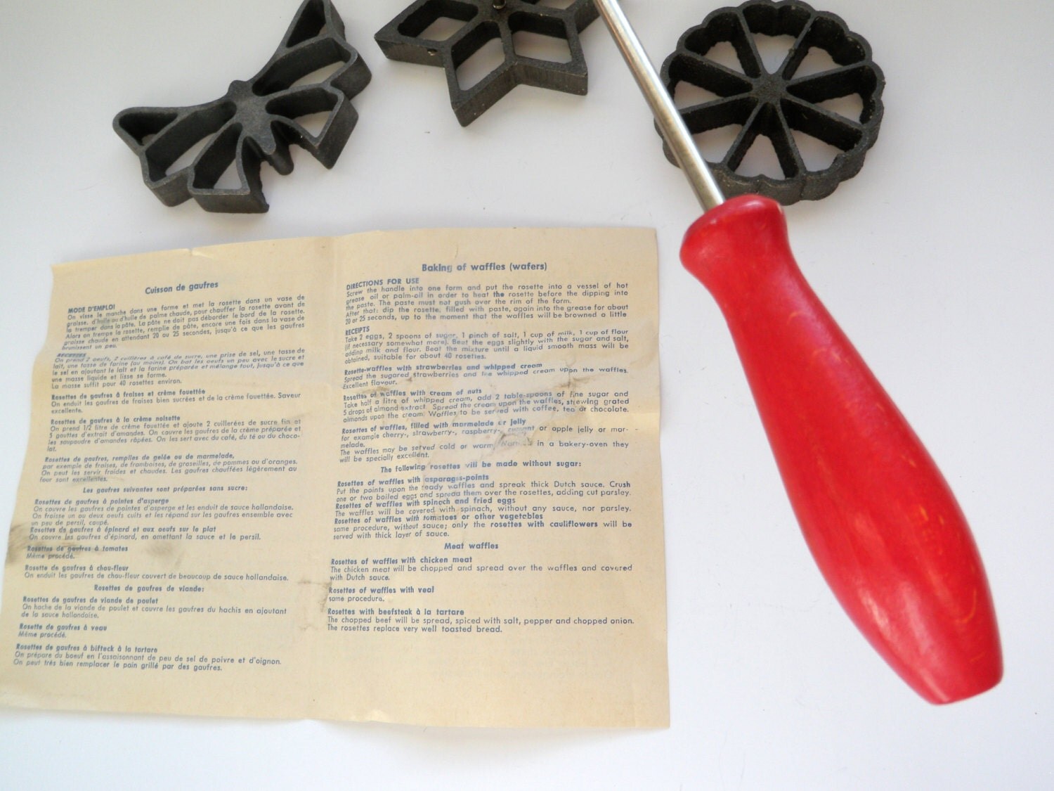 Rosette Iron Cast Timbale Molds for Patty Waffle Shell Maker