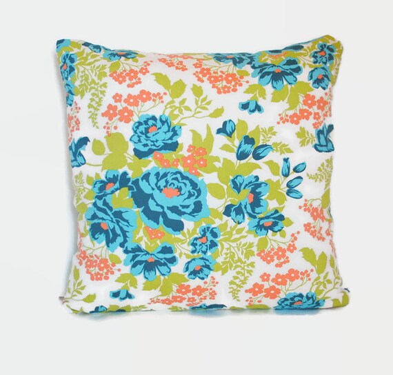 Blue orange green pillow cover sham cushion. Single cover for