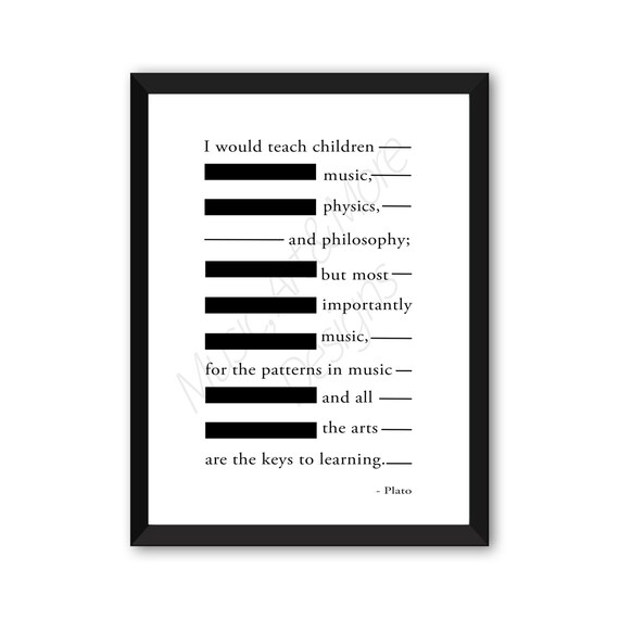 PLATO Music Quote 8x 12 Music Poster Piano