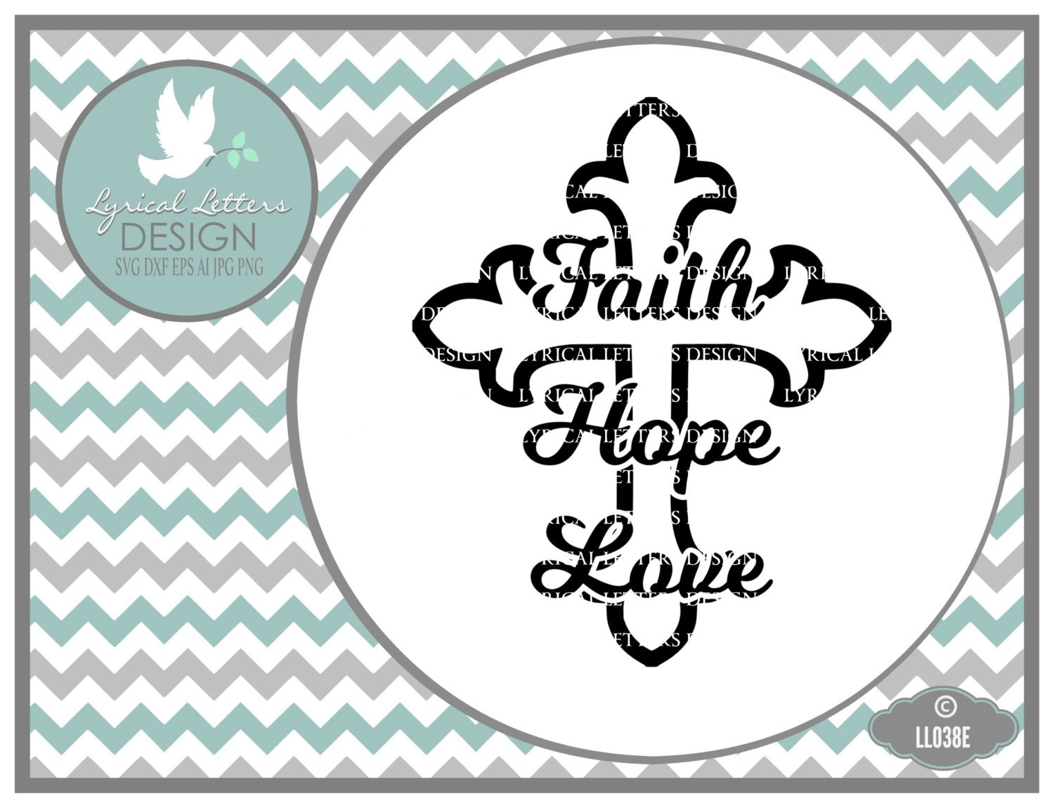 Download Faith Hope Love Cross LL038 E Svg Cutting File Includes