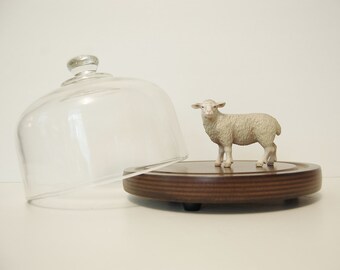 Vintage Cheese Board With Glass Cloche Cover, Vintage Goodwood Covered Cheese Plate