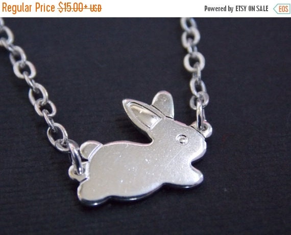 SALE Silver Necklace Rabbit Necklace Bunny Necklace by mlejewelry