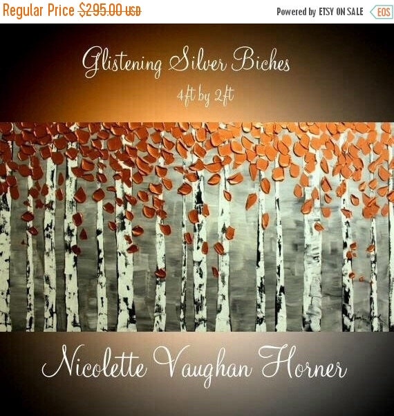 Birch Trees Original Gallery Canvas Painting Landscape by artmod