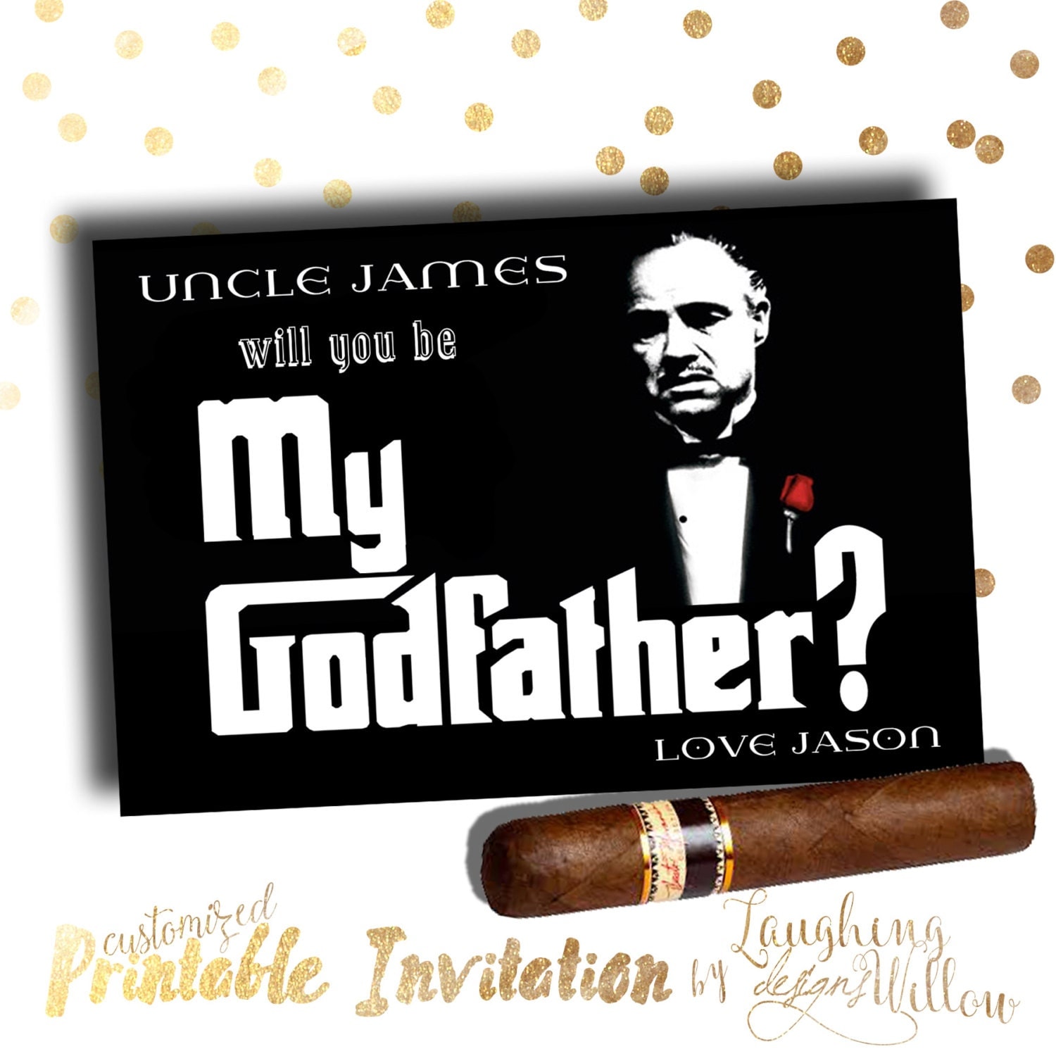 Godfather Card Will You Be My Godfather by LaughingWillowDesign