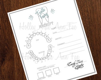 Tooth Fairy Receipt Instant Download