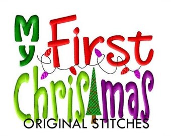 My First Christmas Tree Machine Embroidery Digital Design File 4x4 5x7 Baby's First