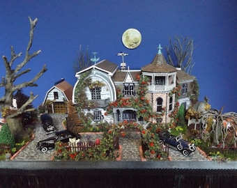 Made-to-Order Munster House Furnished Dollhouse on a Property HO scale