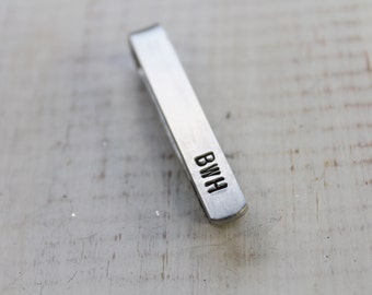 Hand Stamped Personalized Tie Bar- Personalized Tie Clip- Gifts for Him- Monogrammed Tie Bar