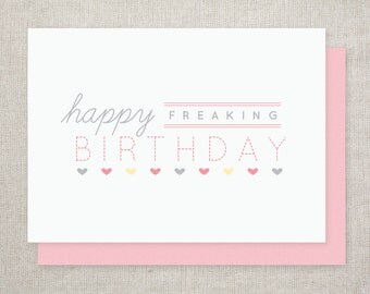 Items similar to Funny Happy Birthday Blank Greeting Cards Set of 2, 5 ...