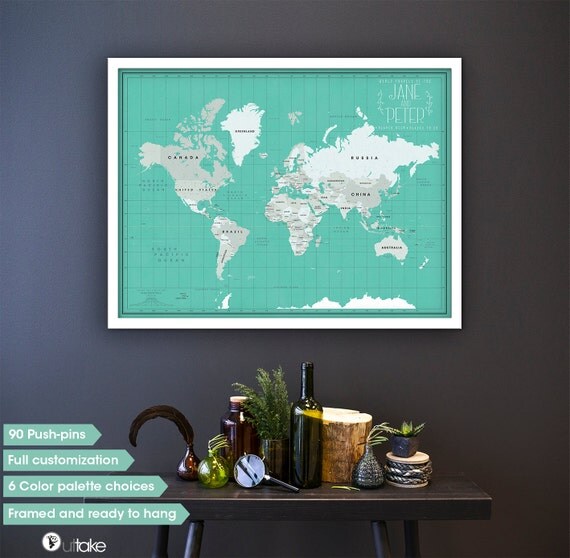 couples push pin travel map