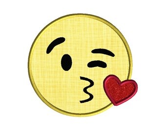 Emoji Kiss Face Applique Machine Embroidery Design-INSTANT DOWNLOAD
