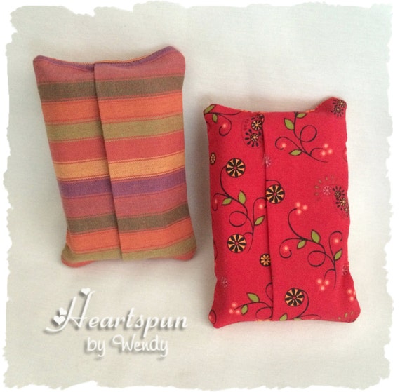 Set of 2 Fabric Tissue holders with back pocket for wipes