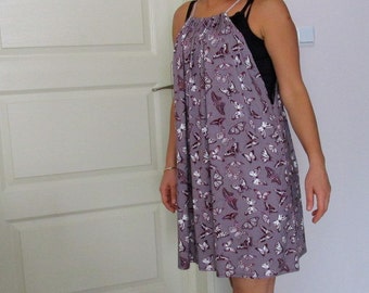 Butterfly Dress, Sleeveless Summer Cotton Dress, Boho Beach Tunic Dress, Loose Dress, Beach Dress, Baby Shower Maternity Dress in Butterfly
