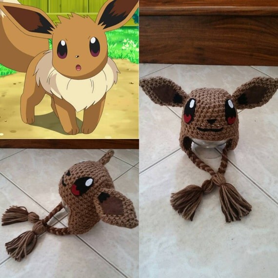 Items similar to Crochet Pokemon Eevee Beanie/Hat on Etsy