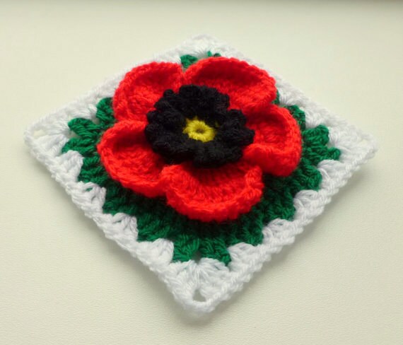 Instant Download Crochet Pdf Pattern Poppy In Granny Square 4951