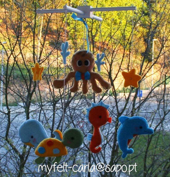 Items similar to Sea Animals Mobile, Felt Baby Crib Mobile, Baby Mobile