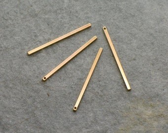 1 - Vertical Bar Charm - 24k Gold Plated Brass Geometric Layered Charm Minimal Jewelry Pendant (I015)