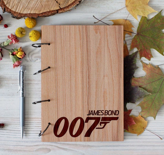 007 Wooden notebook - James Bond notebook - Custom Notebook - Personalized Engraved