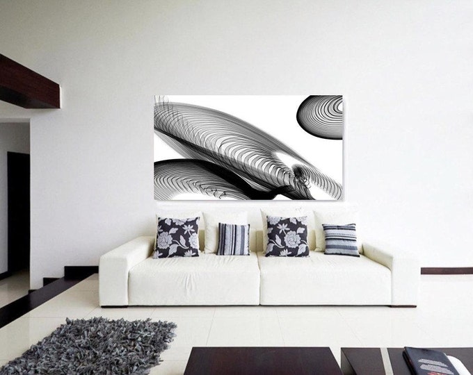 Abstract Black and White 22-04-45. Contemporary Unique Abstract Wall Decor, Large Contemporary Canvas Art Print up to 72" by Irena Orlov