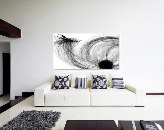 Abstract Black and White 18-06-36. Contemporary Unique Abstract Wall Decor, Large Contemporary Canvas Art Print up to 72" by Irena Orlov