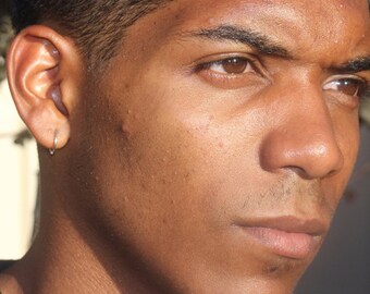 Men Gold Hoop Earring- Solid Gold Earring- Men Small Gold Hoops - Hoop Earring- Silver hoop Earring- Solid Gold Hoop - Men Slver Hoops