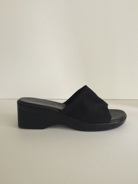 Vintage 90's black Mules wedge/ platform women's shoes