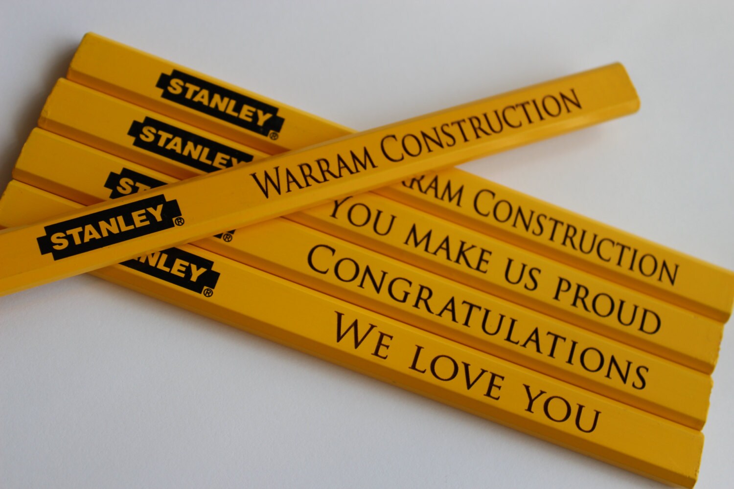 Set of 5 Personalized Carpenter Pencils Engraved Pencils