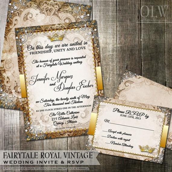 Vintage Fairytale Royal Wedding Invitation by OddLotPaperie