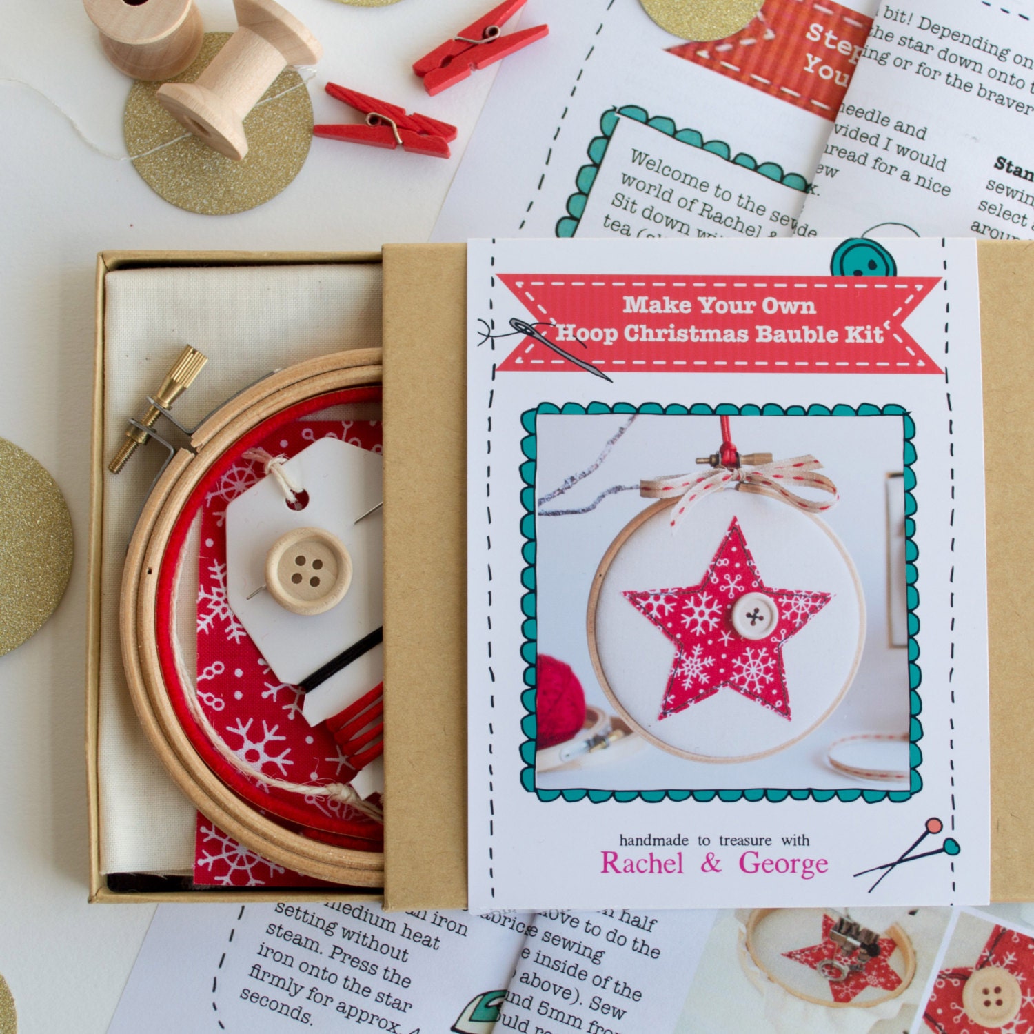 Craft kit - Make your own Christmas bauble kit - Gift for craft lovers - Gift for sewers ...