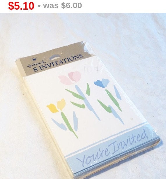 CIJ Sale Hallmark Invitations Vintage Tulip Cards by vintagepoetic
