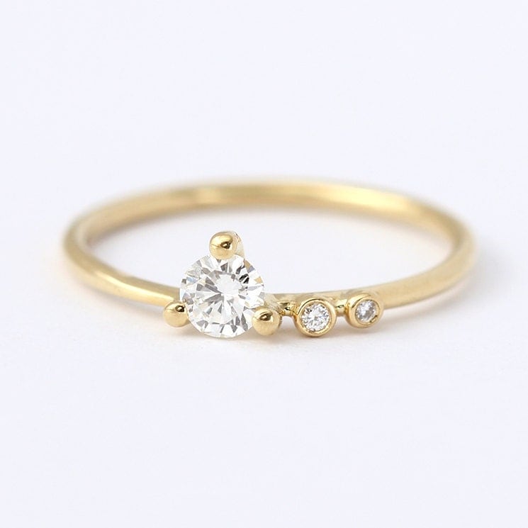 Engagement Ring Asymmetric Diamond Engagement Ring by artemer