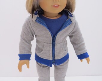 Made To Fit Like American Girl Doll Clothes; 18" Doll Hoodie; Doll Hoodie and Leggings; Doll Leggings; Doll Hooded Sweatsuit; Doll Leggings