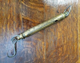 Rare Vintage 1950's Brass Chatillon NY Model in-10 Spring Balance Hanging Scale