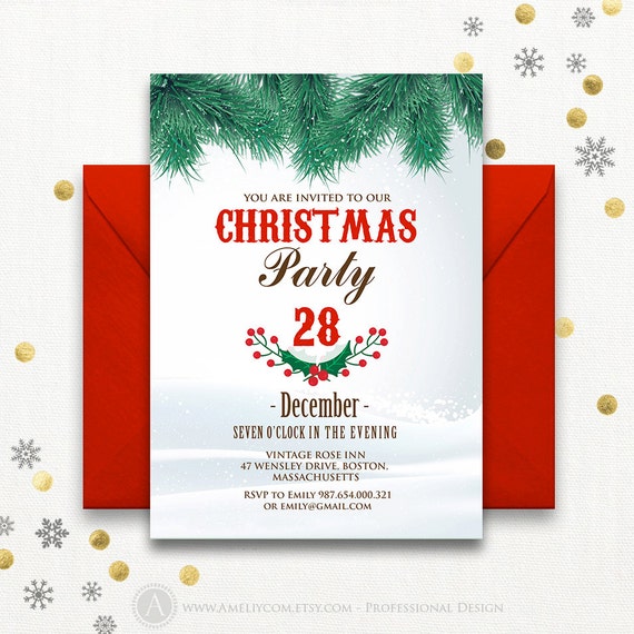 Instant download christmas invite printable christmas party