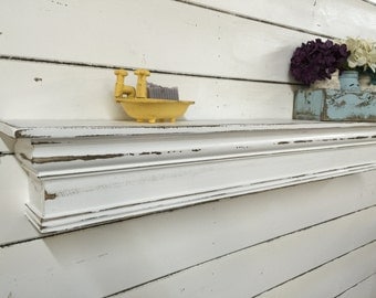 French Country Mantel Shelf, Primitive Mantle Shelf,Fireplace Mantel, Shabby Style Mantel Shelf,Architectural Salvage Mantel,Fireplace