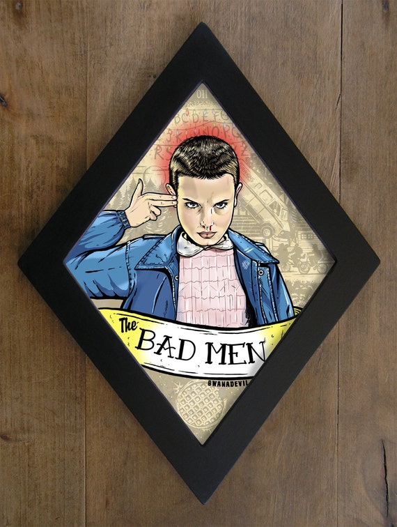 Eleven  from Stranger Things. The Bad Men diamond framed print.