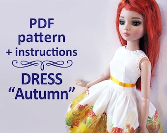 PDF pattern Dress Autumn for MSD 16 inches doll Ellowyne Wilde, MiniFee