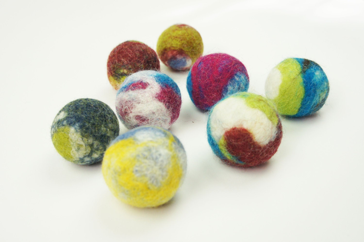 Cat toy. Felted wool ball. 10 pieces. Handmade from ecological