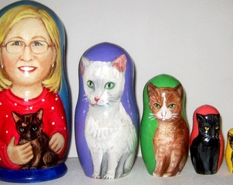 Custom pet portrait Custom pet nesting doll / by photo 5 pieces