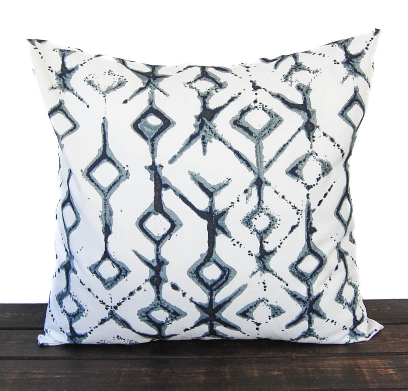 Throw pillow cover Vintage Indigo navy light blue gray white