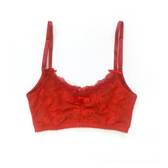 Sheer bralette in red lace Valentine's gift Cage